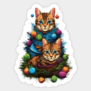 Cat Christmas Tree Sticker